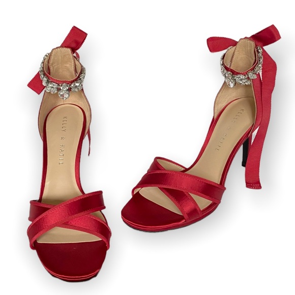 Kelly & Katie Shoes - Like *NEW* Kelly & Katie Bright Red Satin Heels